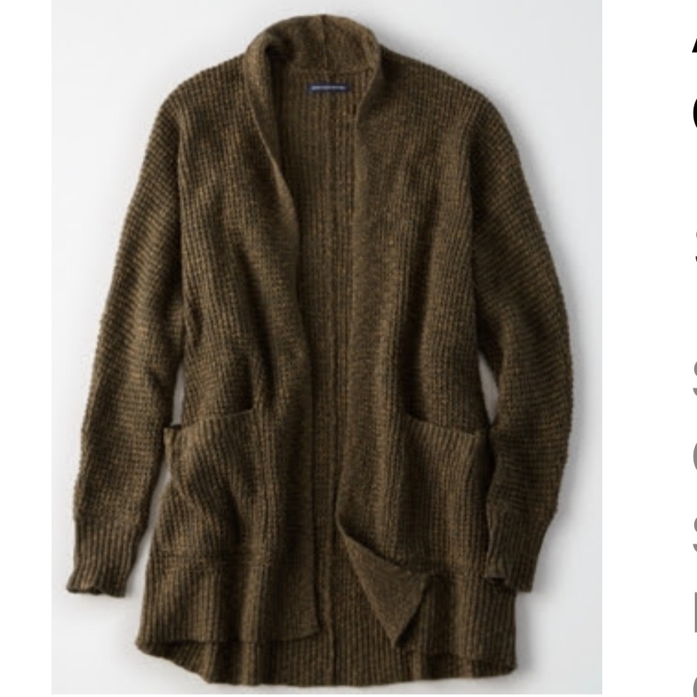 American Eagle Waffle Knit Boyfriend Cardigan